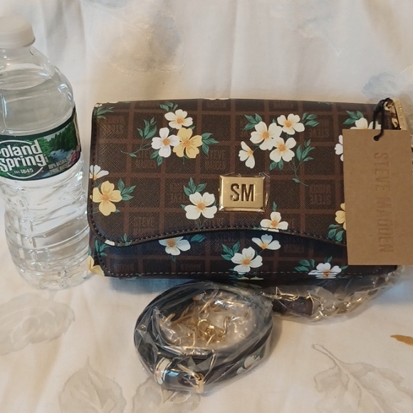 NWT! Steve Madden Faux Leather Crossbody. Brown with Floral Daisy print. 🌼🌸🌼 - Picture 9 of 9